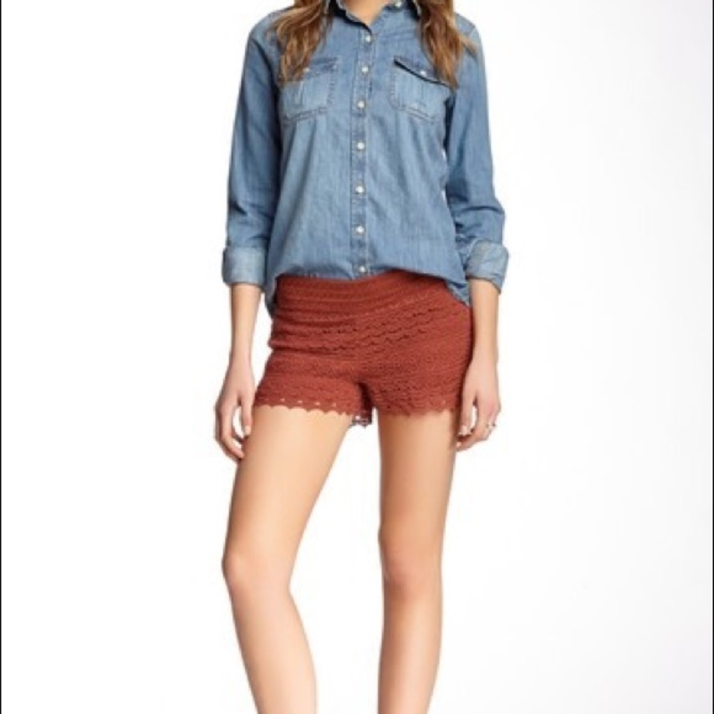 JOLT CROCHET LACE SHORTS PERSIMMON SIZE XL NWOT